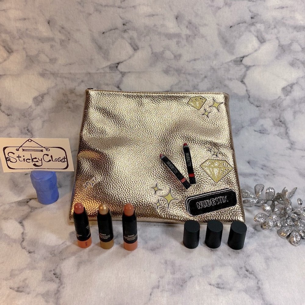 NUDESTIX Beauty Gift Set-Nudies Mini Stick,Gold Pouch,Peach,Honey,Sunset-4pc-NEW